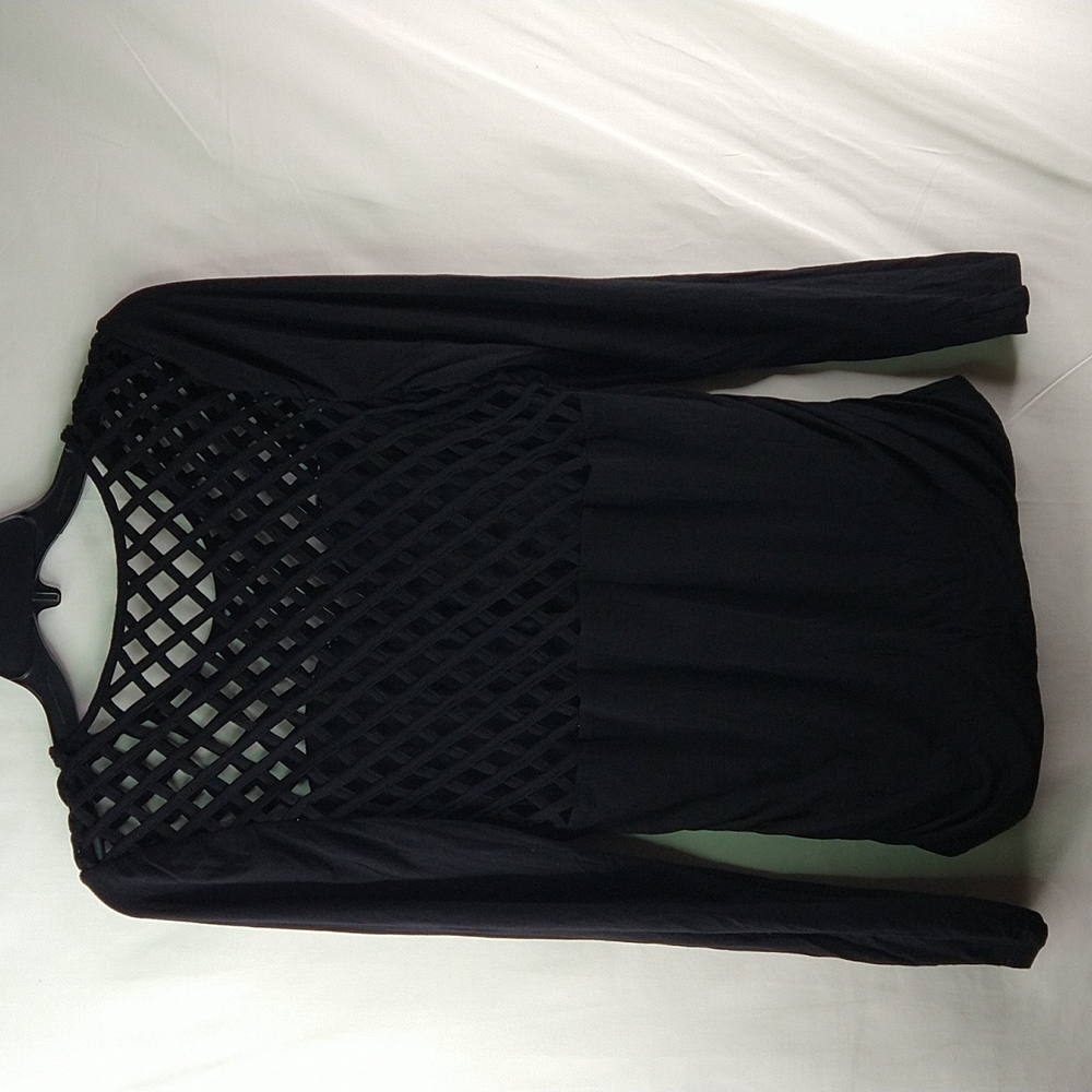 Women Black Cut Out Dressy Top Size: L - Picture 3 of 4